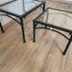 2 nesting tables from the 1960s in metal and bevelled glass.