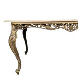 Louis XV style coffee table in marble and copper