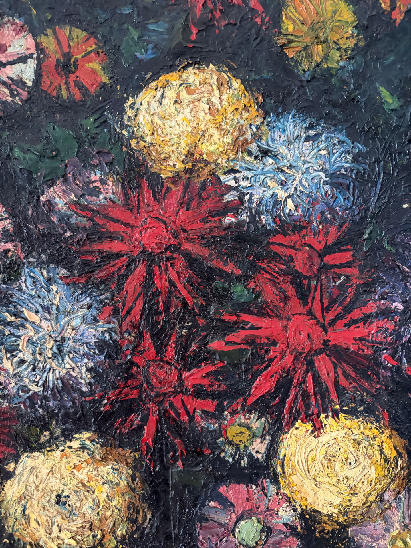 Flowers, knife oil, signed Roger Remy 1960
