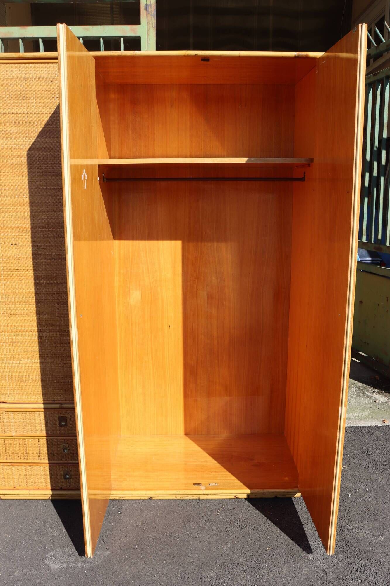 Large rattan and bamboo wardrobe by Dal Vera Italy