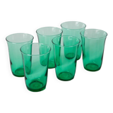 Lot de 6 verres en verre vert 1970