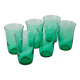 Set of 6 green glass glasses 1970