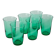Set of 6 green glass glasses 1970