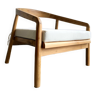 Chaise longue profonde xl en bois de teck avec coussin