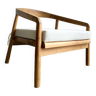 Xl deep long chair in teak wood with cushion