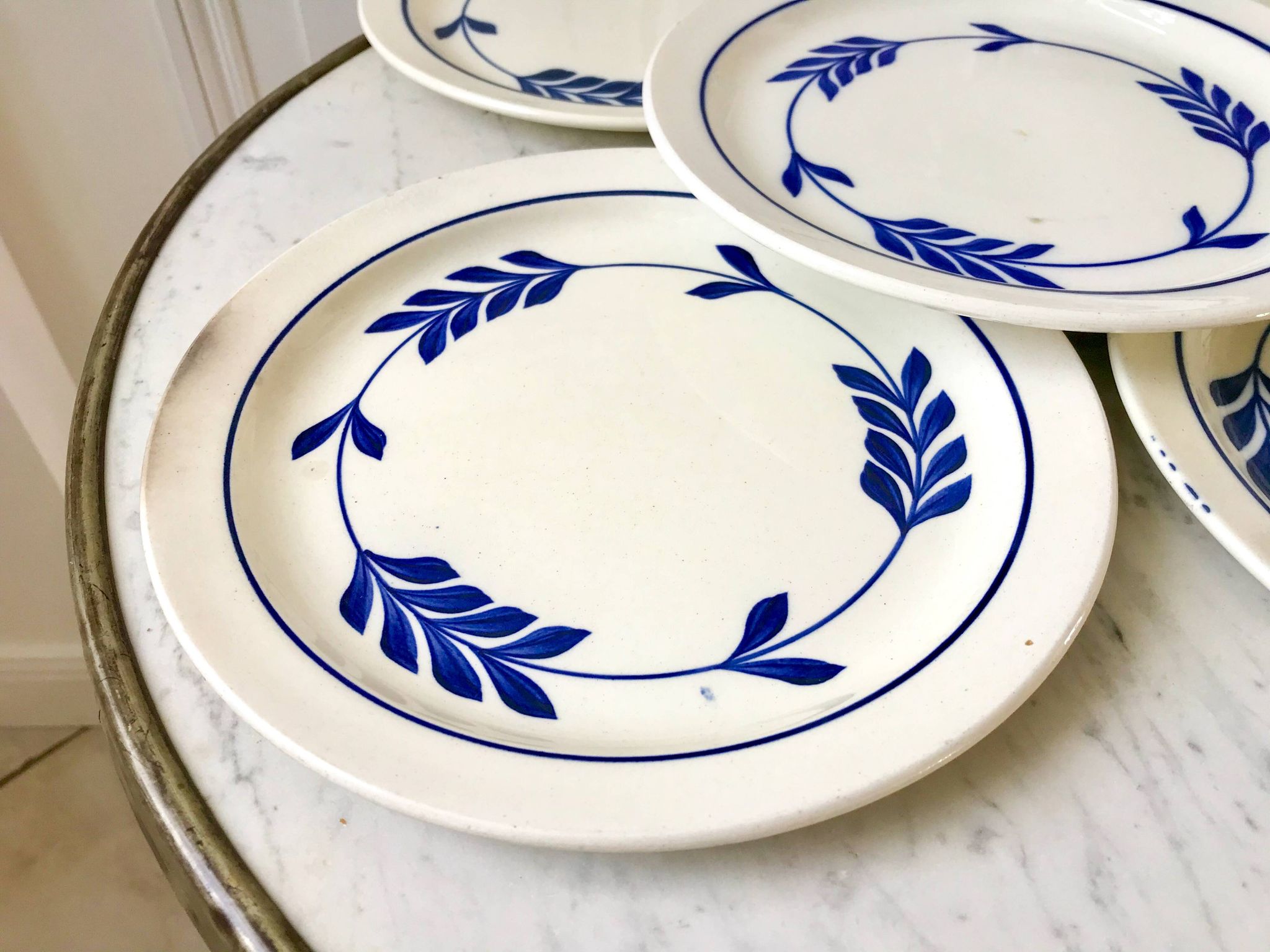 set of 5 dessert plates in Terre de Fer Salins model Jenny early 20th century