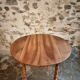 Antique walnut drop-leaf dining table – French round table 110 cm