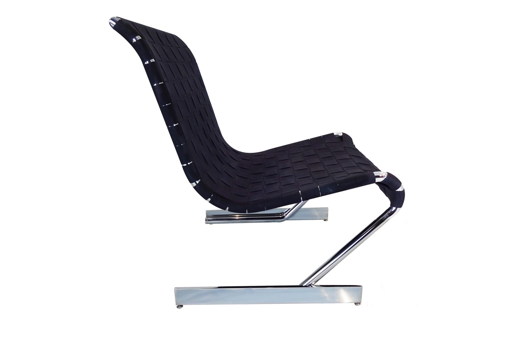 Scandinavian mid-century armchair in chrome and plaiting