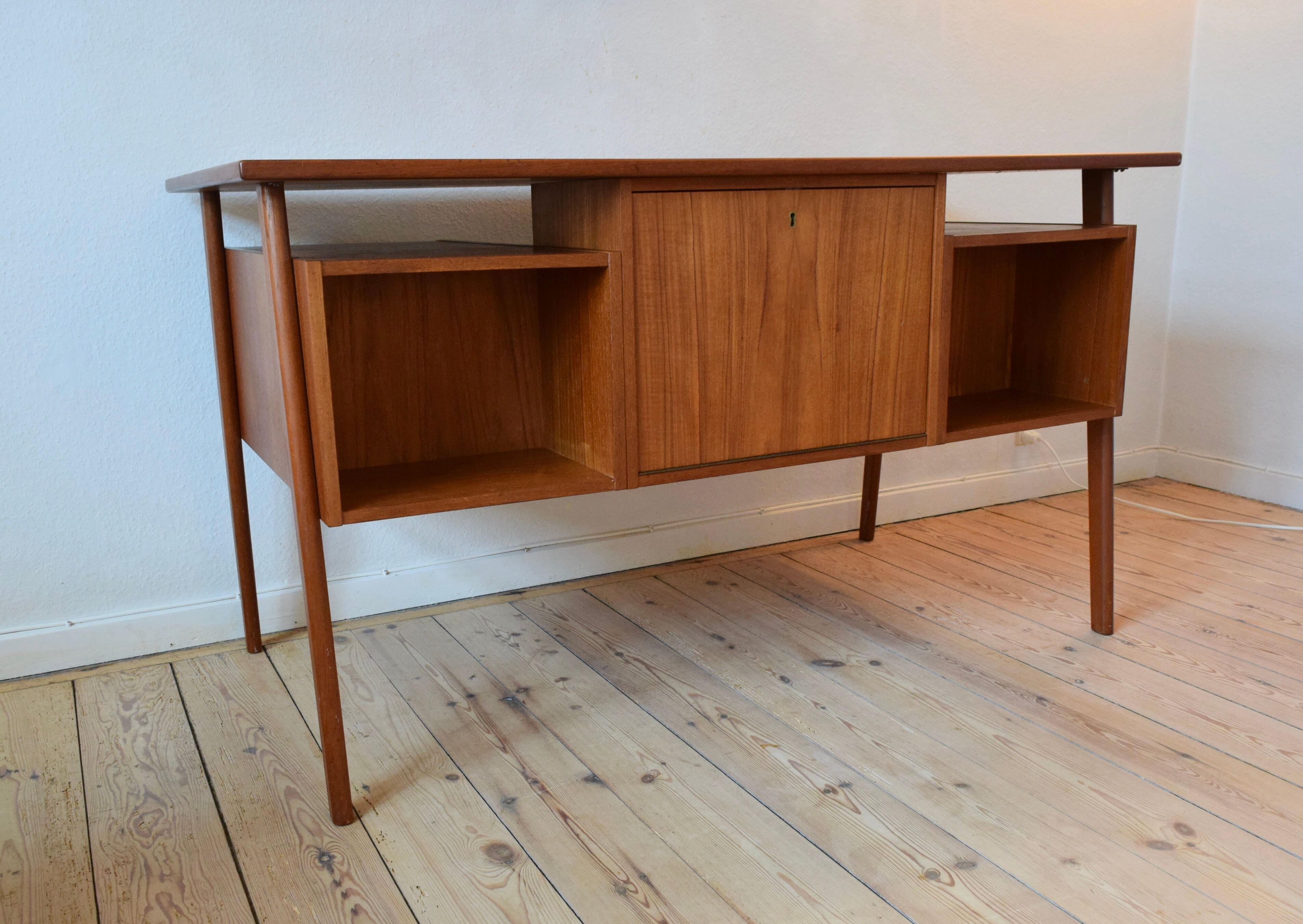 A.P. Svenstrup Danish Mid-Century Floating Teak Desk, 1960s.