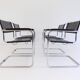Set de 4 fauteuils Thonet S34 cuir cantilever par Mart Stam