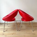 Chaise Artifort Nina vintage, cuir rouge, René Holten années 1990