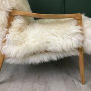 Vintage Design Art Deco White Sheepskin Fluffy Fury Chair Armchair