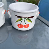 2 terrine pots deco cherries Vintage