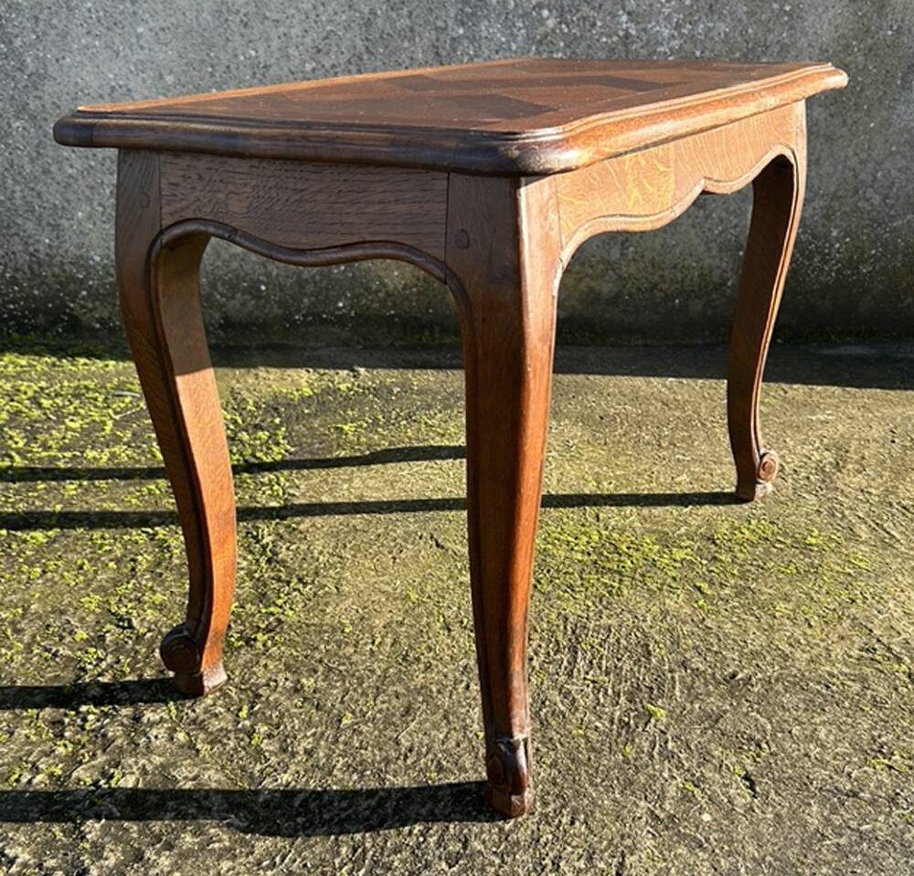 Small coffee or side table, oak, marquetry, Louis XV style, vintage