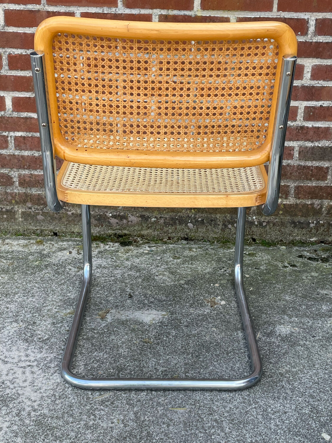 Lot de 4 chaises Cesca modèle b32 en chrome fabriqué en italie par Marcel Breuer