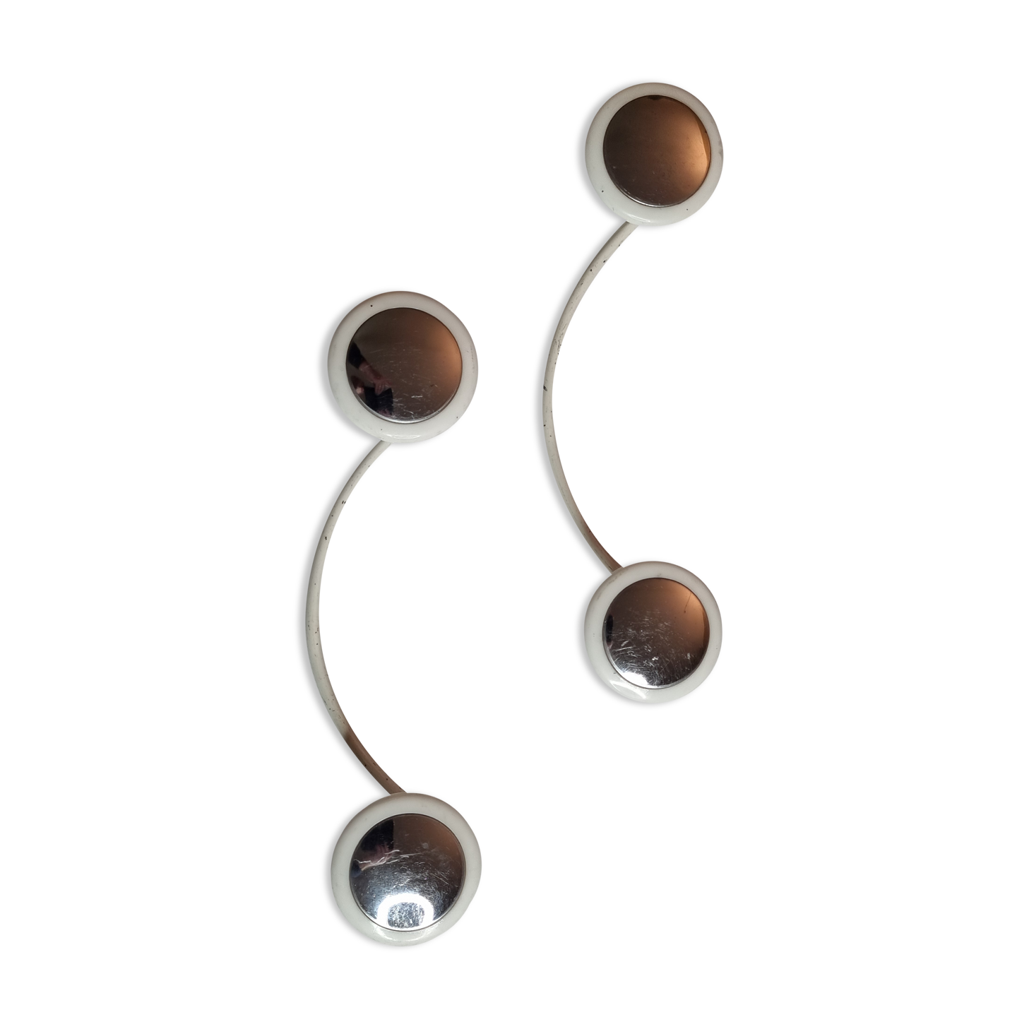 Pair of vintage, white and silver coat racks, 60s