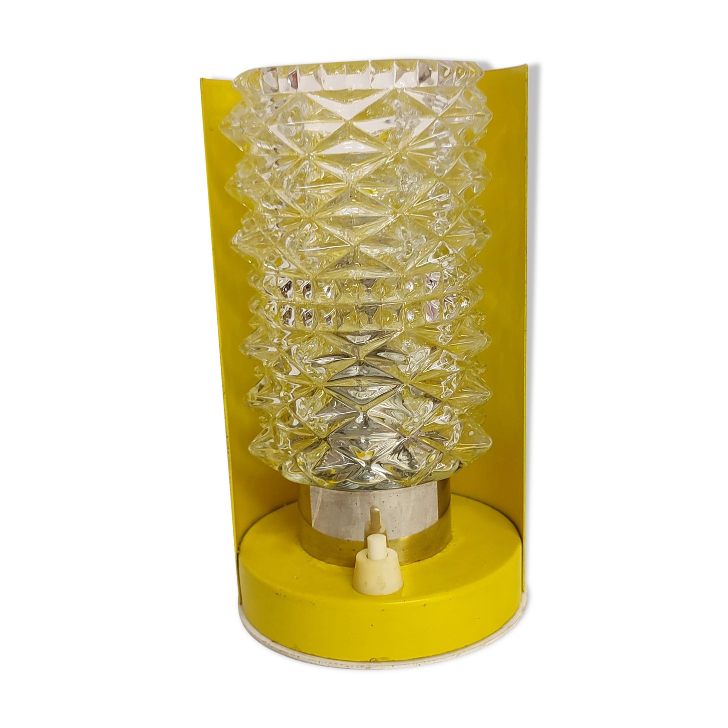 Metal and glass table lamp. Spain, 1970s.