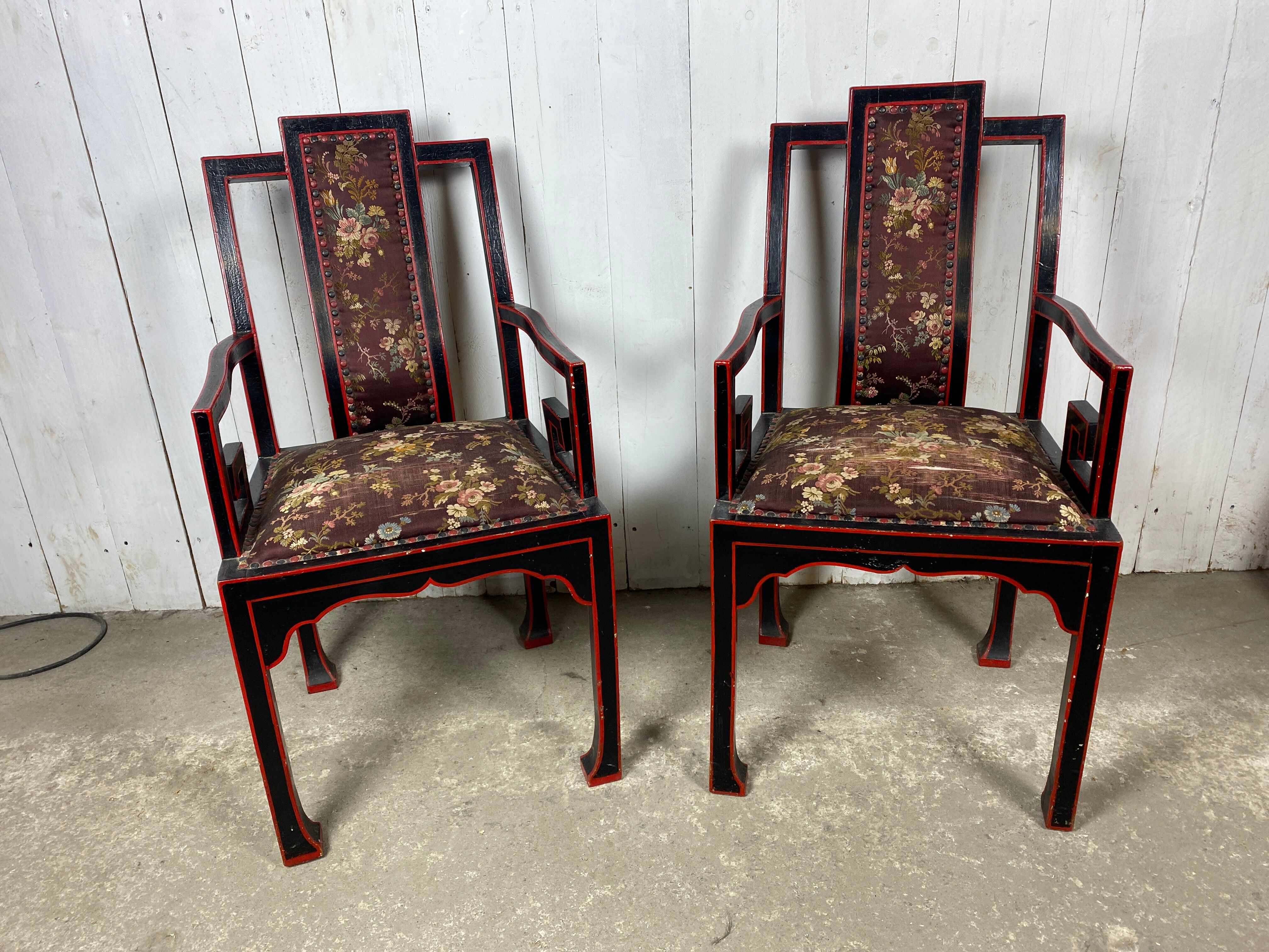 Fauteuils chinois broderie de soie