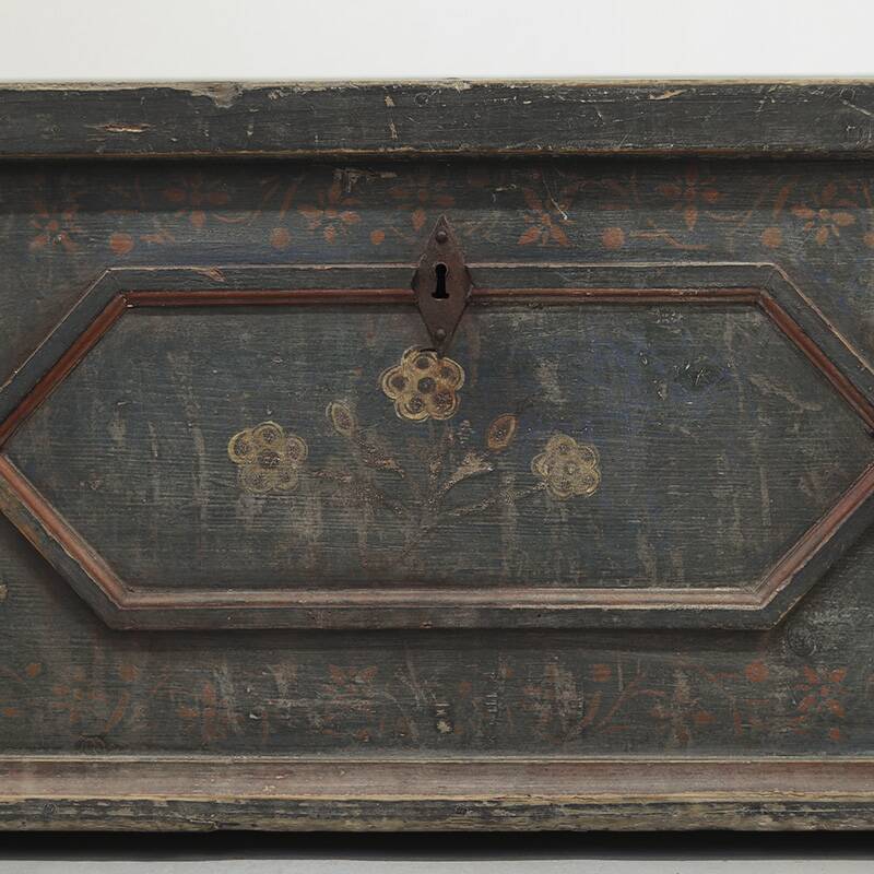 Antique Folk Art Painted bridal chest