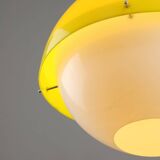 Lampe à Suspension Space-Age en Plexiglas Jaune, années 70
