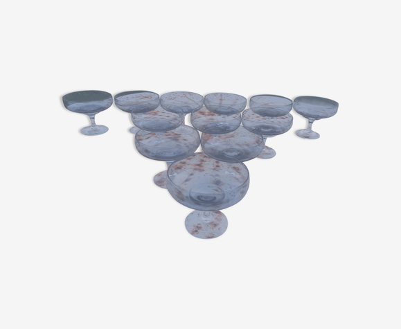Set de 12 coupes à champagne en verre fumé
