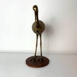 Sculpture subject vintage heron bird in brass