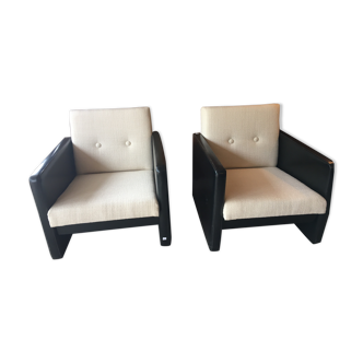 Pair of low chairs, 70s