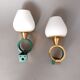 Pair of sconces in gilded brass and Art Deco lacquered