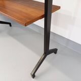 Italian bookcase vintage modular double shelf in teak and metal from the 60s