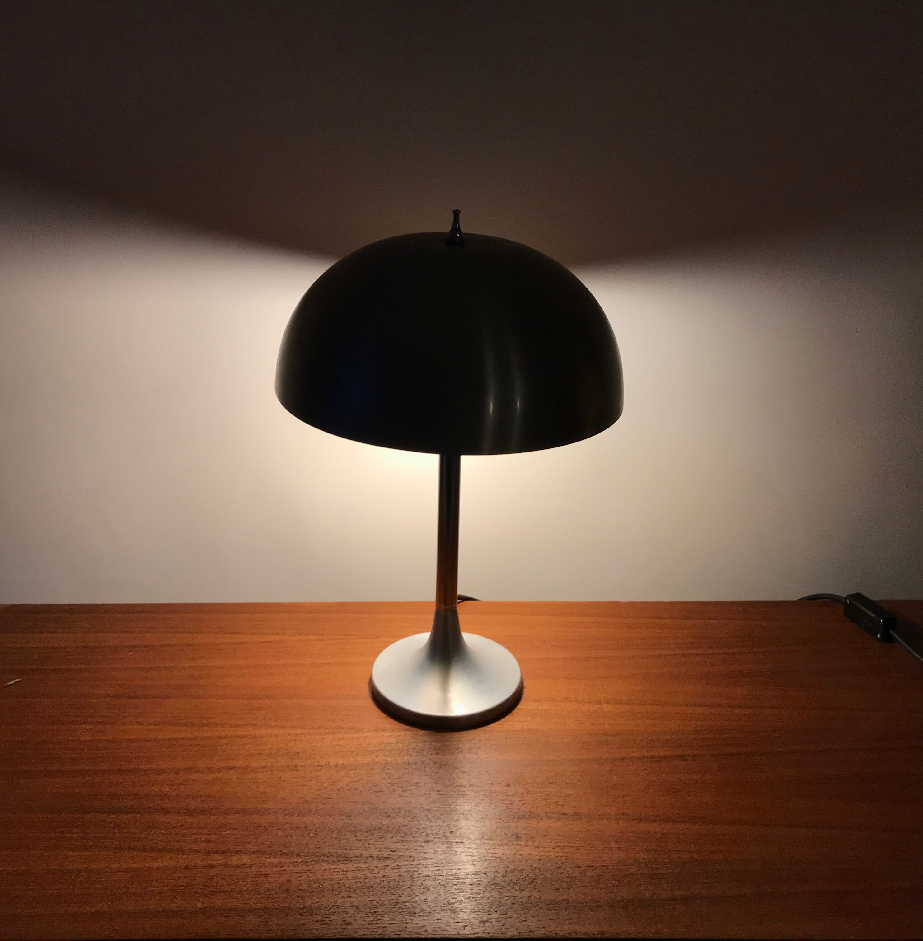 Mushroom lamp, brushed steel, circa 1960