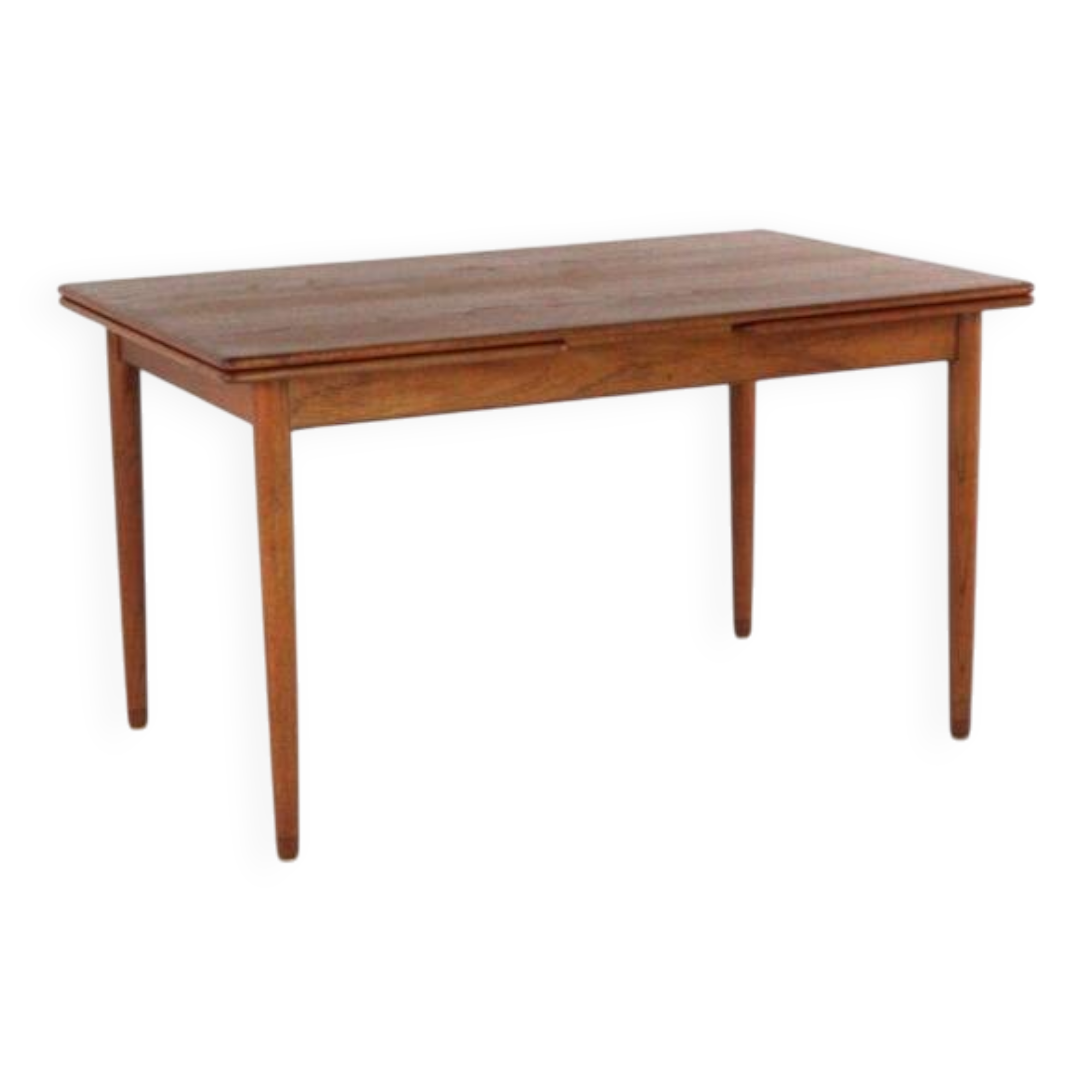 Rectangular extendable Danish dining table 'Flovt' in modern mid-century teak.