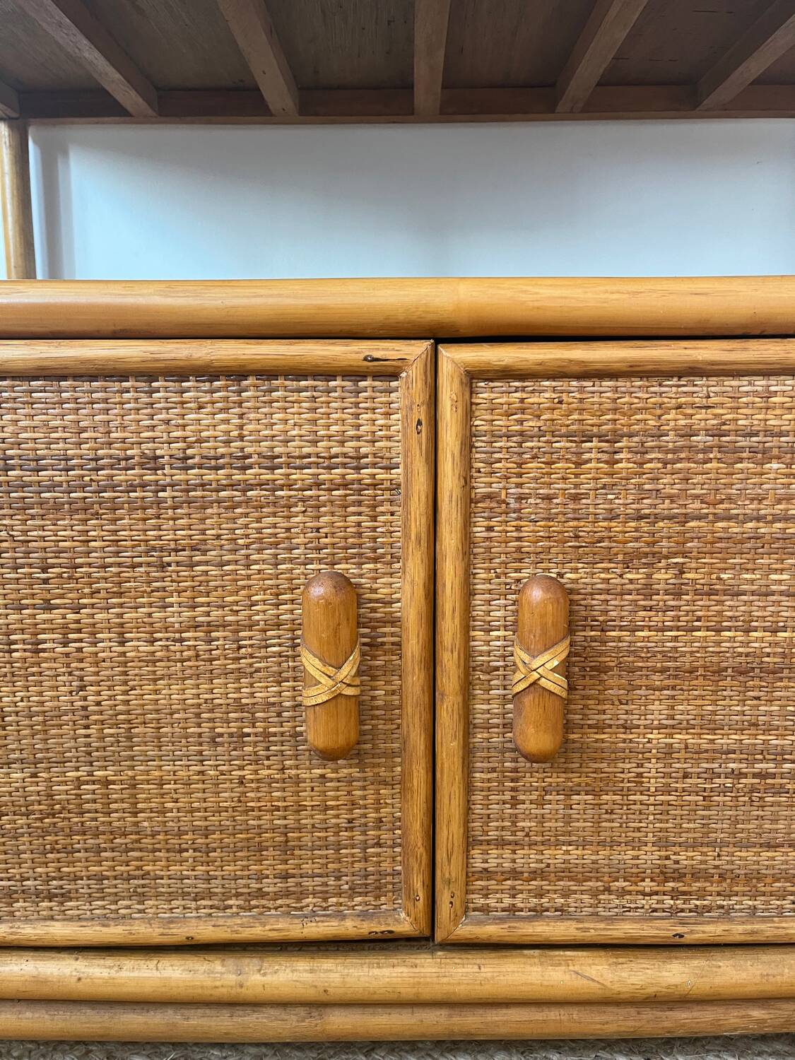 Bamboo and rattan sideboard, 1980s