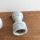 Vintage white marble salt/pepper/mustard shaker set