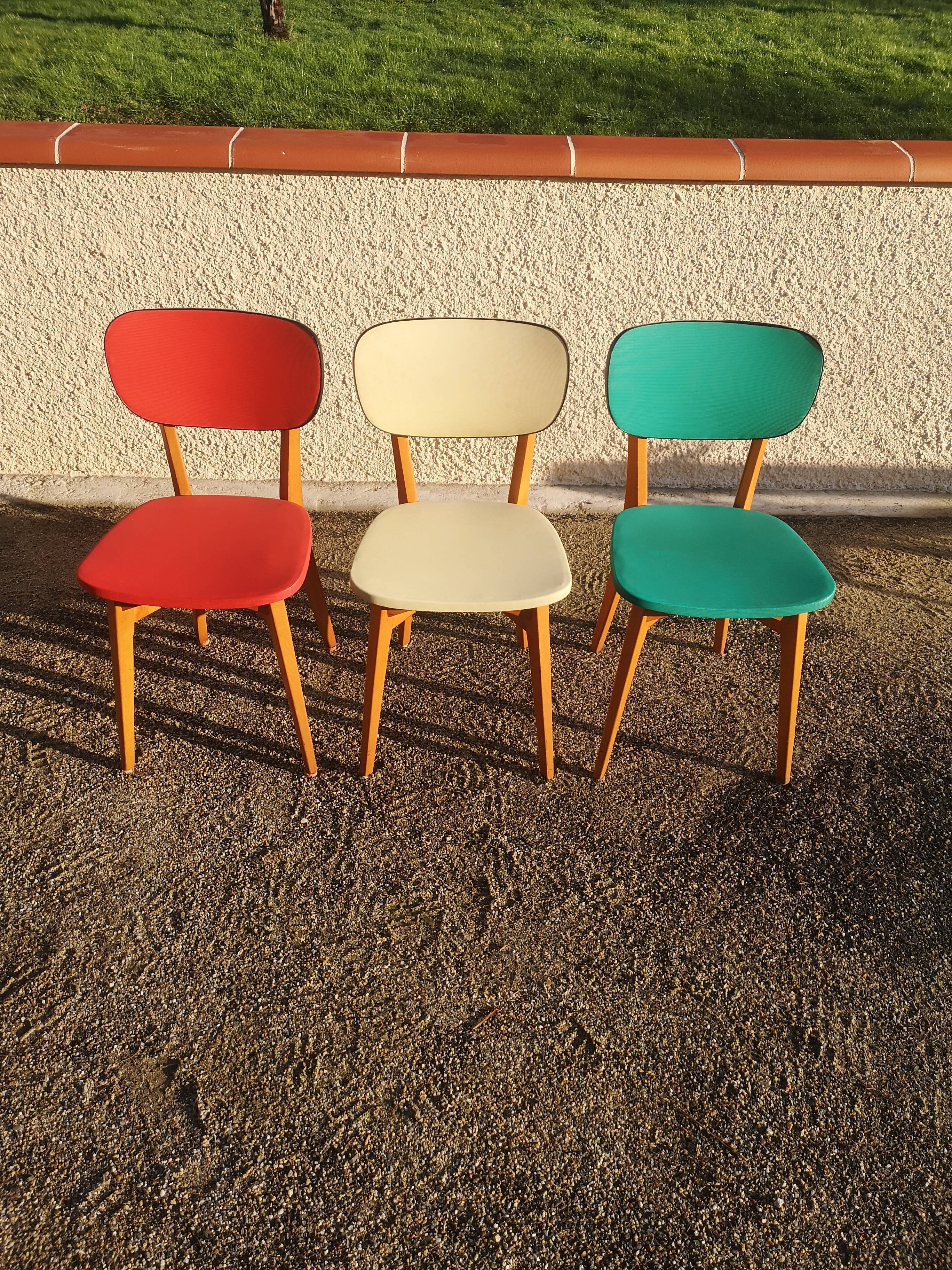 Lot de trois chaises vintages années 1950