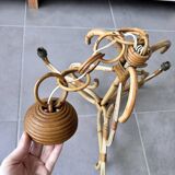 Rattan chandelier, pendant light, vintage lamp