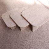 3 travertine trundle tables 1970