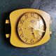 Vintage formica clock rectangular silent wall clock "Lora yellow black"