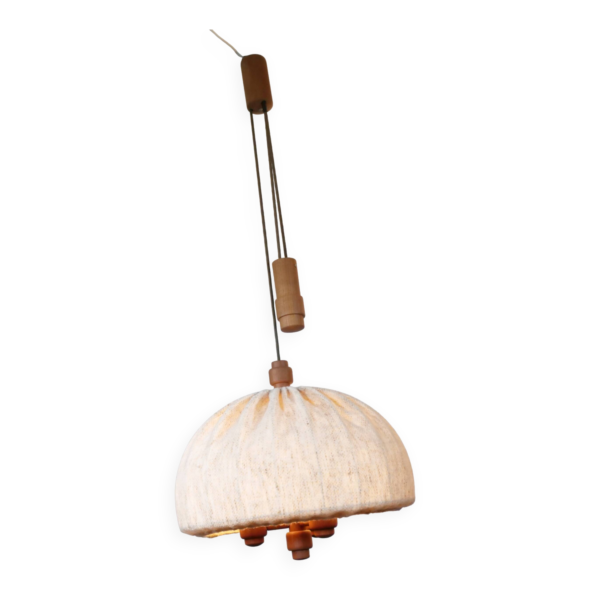 Teak Pull Pendant Ceiling Lamp Domus 1960s