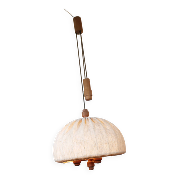 Lampe de plafond à suspension en teck Domus années 1960