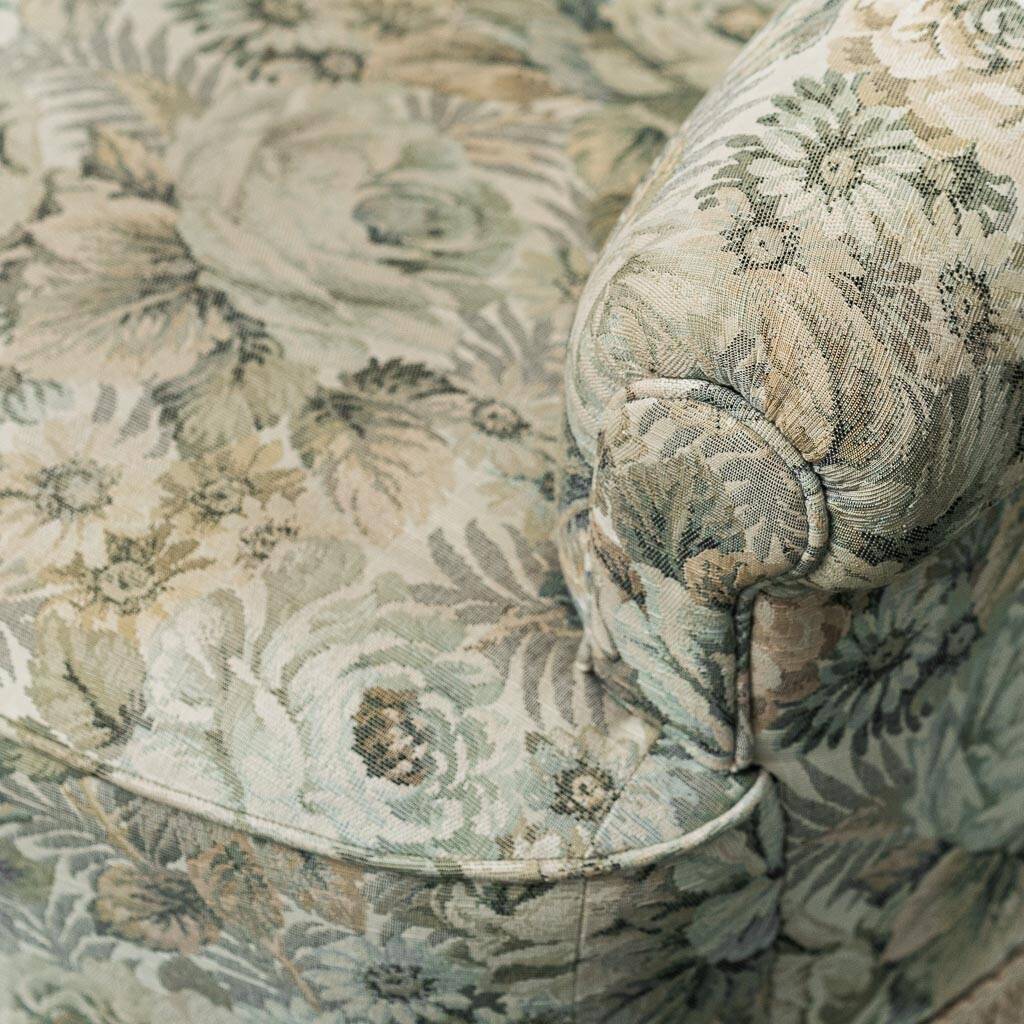 Banquette 2 places en tissu fleuri, années 1950