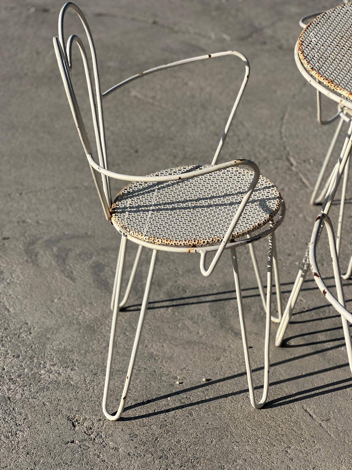 Salon jardin Mathieu Matégot en fer forgé 1950