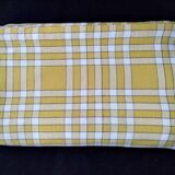 Vintage cotton tablecloth with yellow and white checks 1.40 x 1.90 m