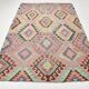 6x9 Green & Salmon Geometric Kilim Rug, 177x266Cm