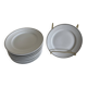 12 white porcelain plates with silver edging