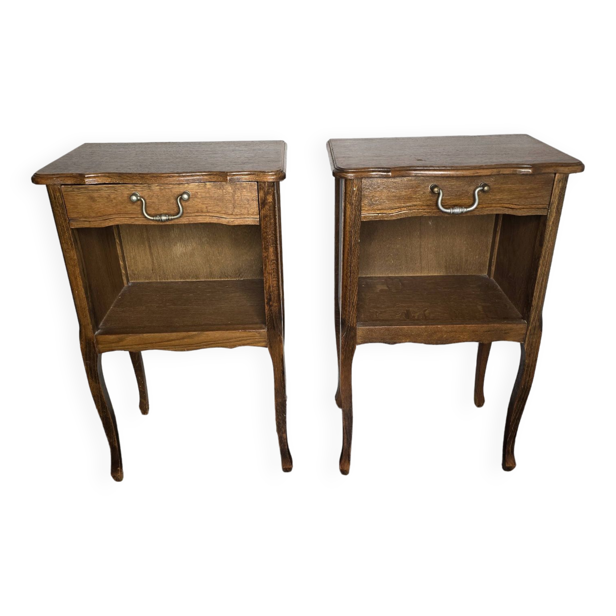 Pair of Louis XV style oak bedside tables