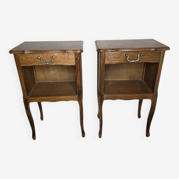 Pair of Louis XV style oak bedside tables