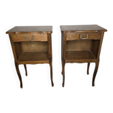 Pair of Louis XV style oak bedside tables