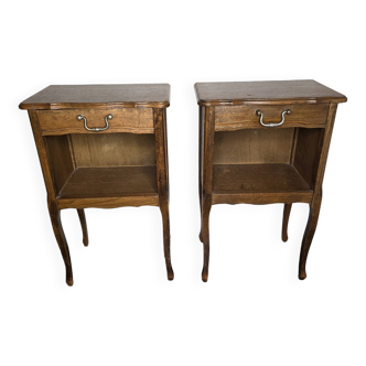 Pair of Louis XV style oak bedside tables