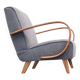 Fauteuil Jindrich Halabala en bois courbé, bouclette grise, 1930
