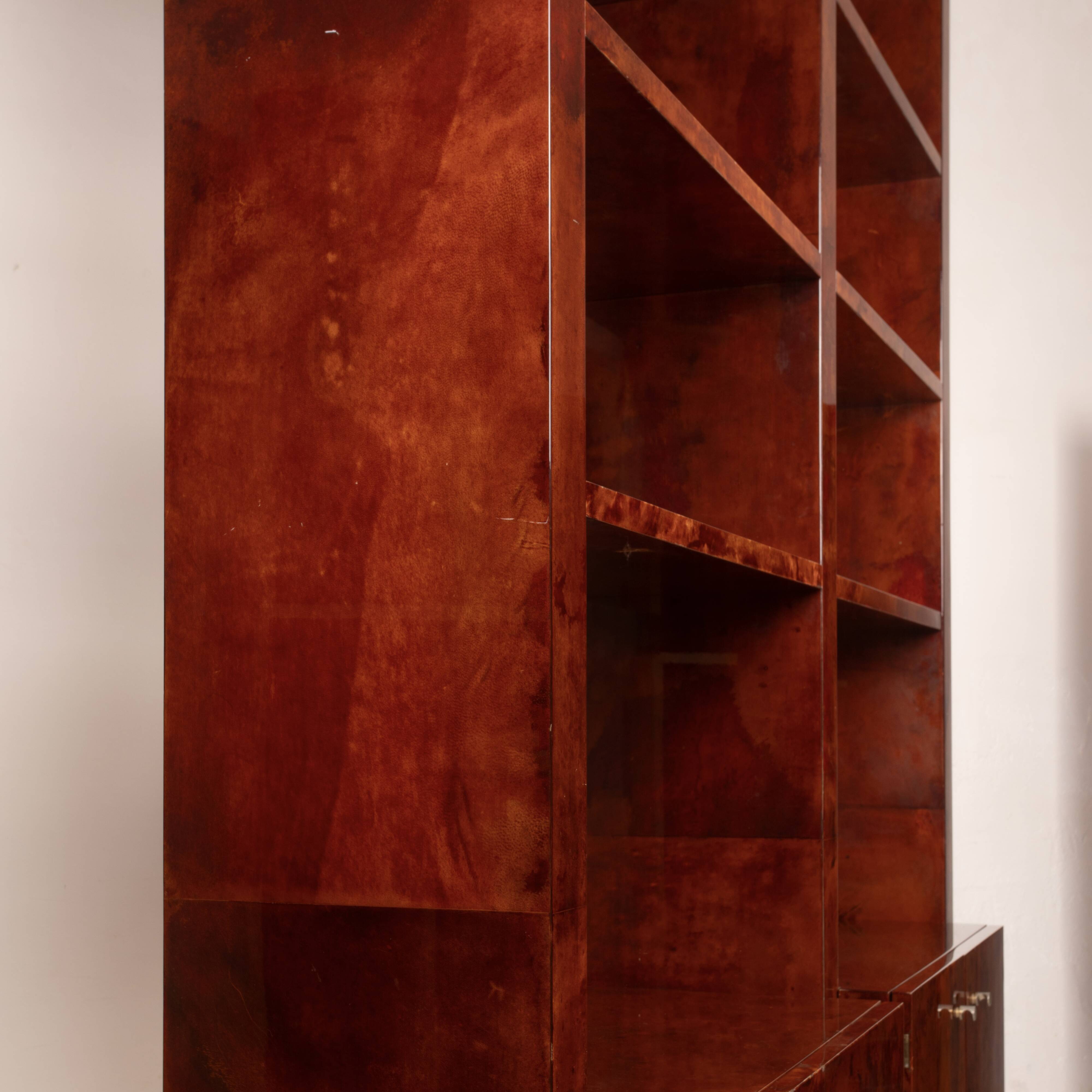 Parchment bookcase by Aldo Tura for Tura Milano 1960